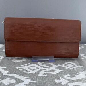 Louis Vuitton Epi Kenya Leather Long Sarah Wallet with Orange Interior